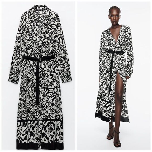 ZARA PRINTED SHIRT DRESS - Picture 1 of 9